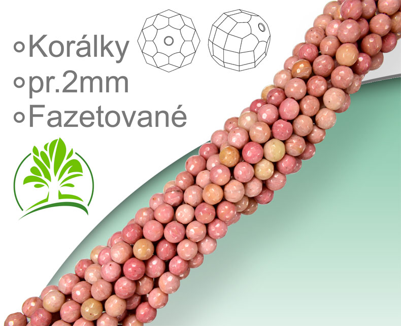 Minerály Korálky ROUND 2mm Fazetované