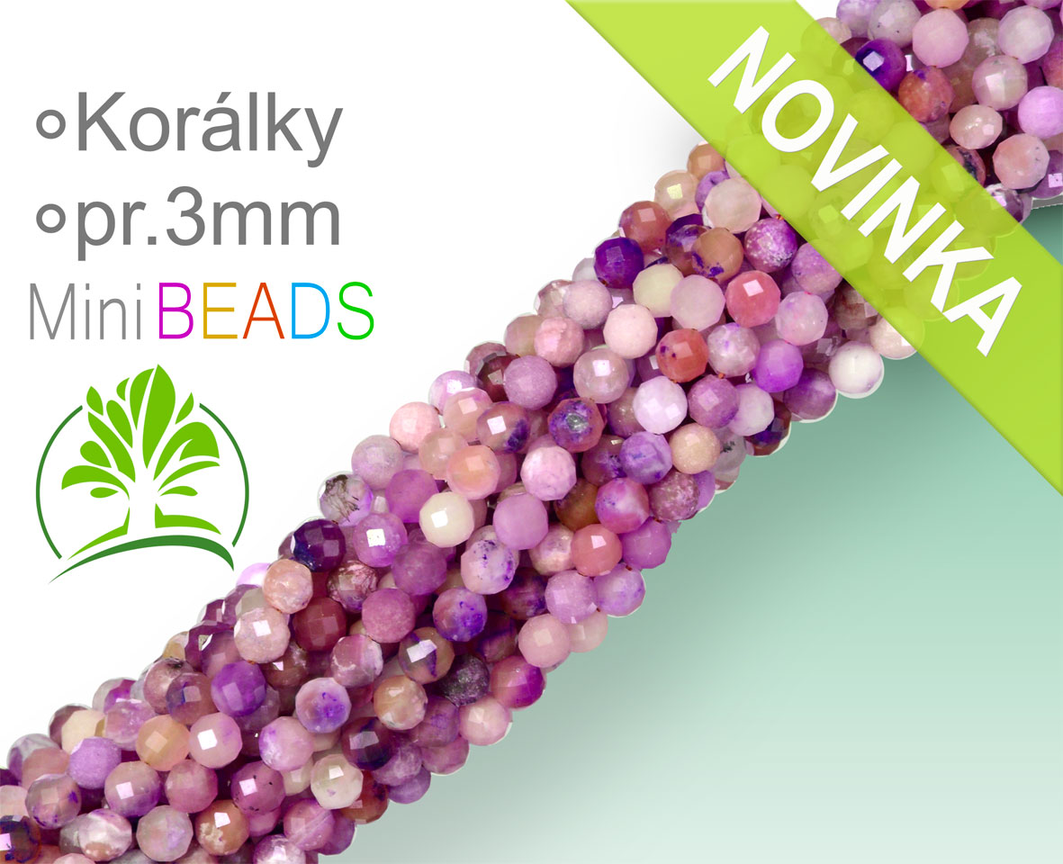 Minerály Korálky 3mm ROUND Mini BEADS