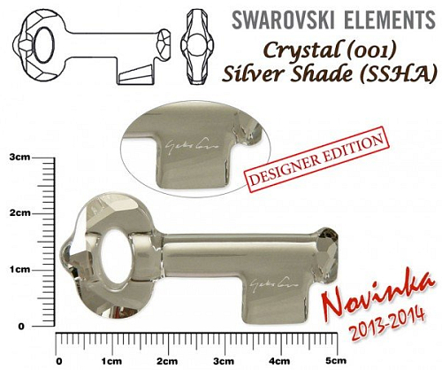 SWAROVSKI KEY to the Forest 6918 ( podpis YOKO ONO) barva Crystal SILVER SHADE velikost  50mm.