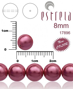 VOSKOVANÉ korále tvar kulatý. Velikost 8mm. Barva 17896 (metalická starorůžová ) New COLOR. Balení 15ks na návleku