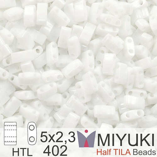 Korálky Miyuki Half Tila. Barva White HTL 402 Balení 3g