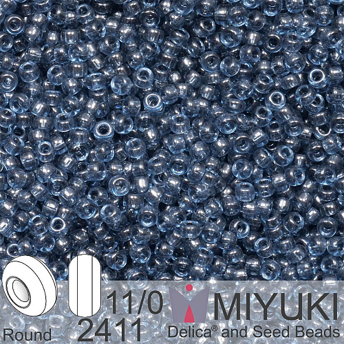 Korálky Miyuki Round 11/0. Barva 2411 Transparent Montana Blue. Balení 5g.