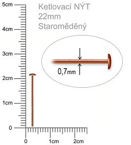 Ketlovací Nýt  velikost 22mm. Barva staroměděná.