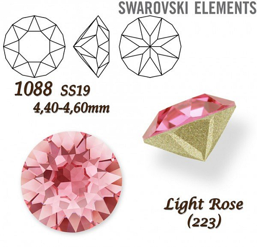 SWAROVSKI ELEMENTS 1088 XIRIUS Chaton SS19 (4,40-4,60mm) barva LIGHT ROSE (223). 