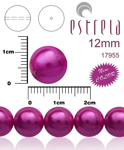 VOSKOVANÉ korále tvar kulatý. Velikost 12mm. Barva 17955 (metalická purpurová ) New COLOR. Balení 8ks na návleku. 