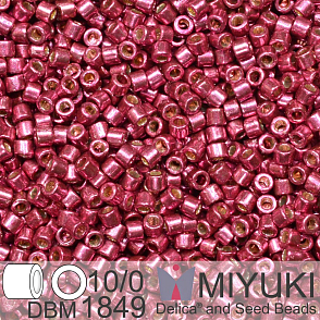 Korálky Miyuki Delica 10/0. Barva Duracoat Galvanized Magenta DBM1849. Balení 5g.