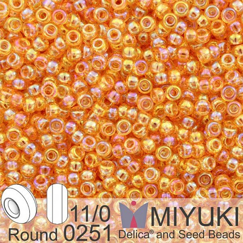 Korálky Miyuki Round 11/0. Barva 0251 Tr Lt Topaz AB. Balení 5g