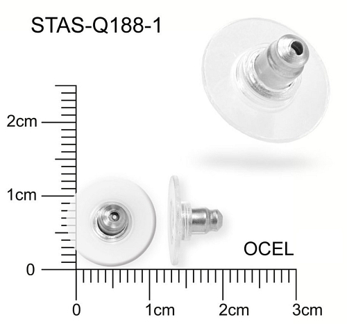 ZARÁŽKA na náušnice s plastovým terčem. CHIRURGICKÁ OCEL ozn.-STAS-Q188-1. velikost 12x7mm.