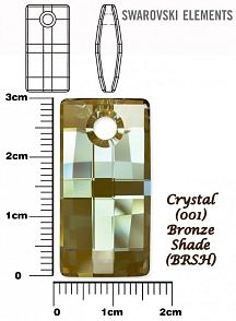 SWAROVSKI 6696 URBAN Pendant barva CRYSTAL BRONZE SHADE velikost 30mm.