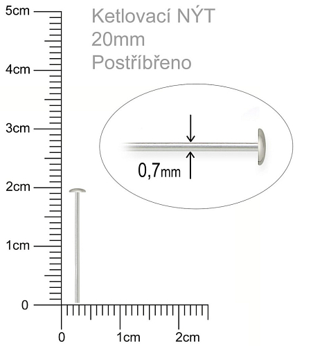 Ketlovací Nýt  velikost 20mm. Barva stříbrná.