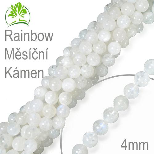 Korálky z minerálů Rainbow Měsíční Kámen přírodní polodrahokam. Velikost pr.4mm. Balení 18Ks.