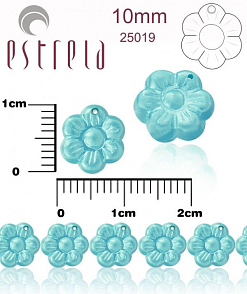Korálky VOSKOVANÉ tvar KYTIČKA velikost 10mm. Přímý otvor. Barva 25019 (TYRKYSOVÁ). Balení 10Ks.