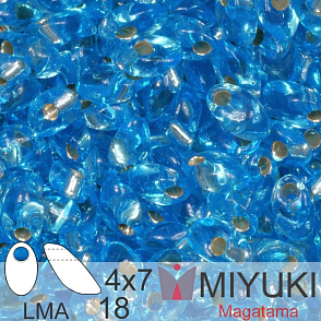 Korálky MIYUKI tvar Long MAGATAMA velikost 4x7mm. Barva LMA-18 Silverlined Aqua. Balení 5g.