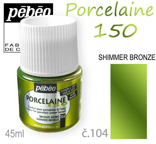 Barva na porcelán vypalovací  Pébeo Porcelaine 150. Odstín č.104 Shimmer Bronze.  Balení 45 ml.