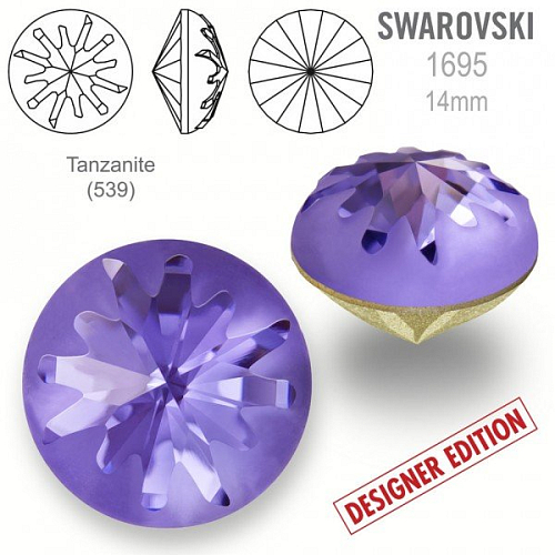 Swarovski 1695 Sea Urchin Round Stone PF velikost 14mm. Barva Tanzanite (539).