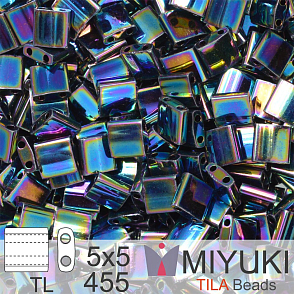 Korálky MIYUKI tvar TILA BEADS velikost 5x5mm. Barva TL-455 Metallic Variegated Blue Iris. Balení 5g.