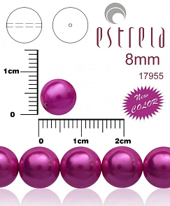 VOSKOVANÉ korále tvar kulatý. Velikost 8mm. Barva 17955 (metalická purpurová ) New COLOR. Balení 15ks na návleku. 