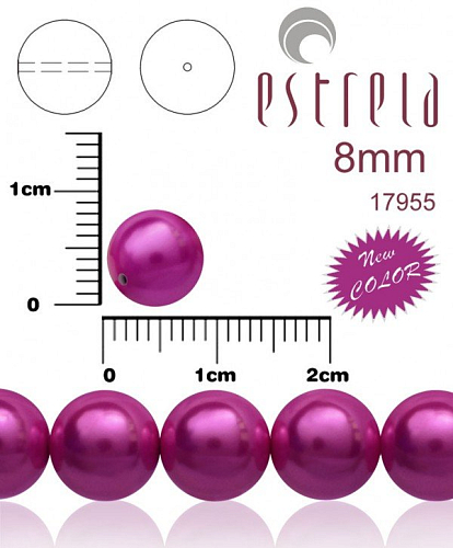 VOSKOVANÉ korále tvar kulatý. Velikost 8mm. Barva 17955 (metalická purpurová ) New COLOR. Balení 15ks na návleku. 