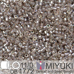 Korálky Miyuki Delica 11/0. Barva Sparkling Pewter Lined Crystal AB DB1772. Balení 5g