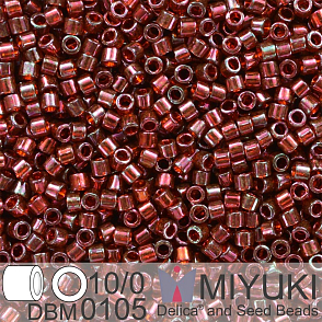 Korálky Miyuki Delica 10/0. Barva Garnet Gold Luster DBM0105. Balení 5g.