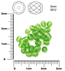 Korálky BROUŠENÉ 3mm. Barva 5012, Průhledná zelená . Balení 150Ks.