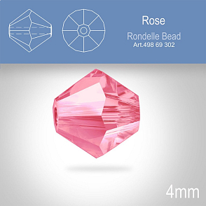 PRECIOSA Bicone MC BEAD (sluníčko) velikost 4mm. Barva ROSE. Balení 31ks .