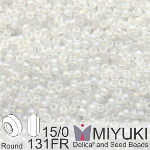 Korálky Miyuki Round 15/0. Barva 0131FR Matte Crystal AB.  Balení 5g.