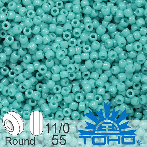 Korálky TOHO tvar ROUND (kulaté). Velikost 11/0. Barva č.55-Opaque Turquoise . Balení 8g.