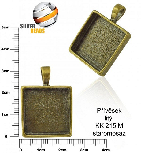 Přívěsek ČTVEREC KK 215 M. Barva STAROMOSAZ. Velikost 23x23mm.