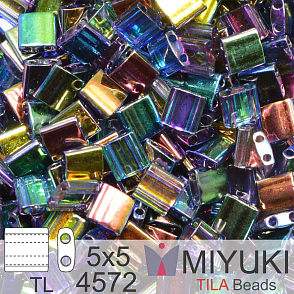 Korálky MIYUKI tvar TILA BEADS velikost 5x5mm. Barva TL-4572 Magic Blue. Balení 5g.