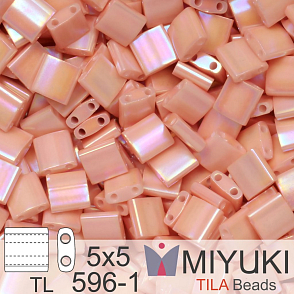 Korálky MIYUKI tvar TILA BEADS velikost 5x5mm. Barva TL-596-1  Opaque Tea Rose Luster. Balení 5g.