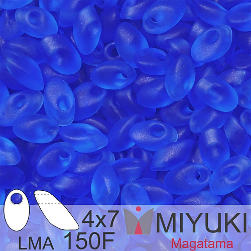 Korálky MIYUKI tvar Long MAGATAMA velikost 4x7mm. Barva LMA-150F Matte Transparent Sapphire. Balení 5g.