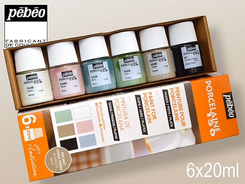 Sada barev PORCELAINE 150 č.3 Pastel mat. Obsah SADY 6x20ml č.120, 121, 122, 123, 124, 201.