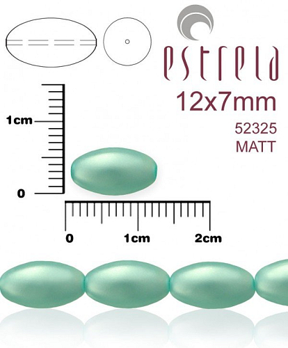 VOSKOVANÉ korále tvar ovál. Velikost 12x7mm. Barva 52325 MATT (matná zelenkavá). Balení 10ks na návleku. 