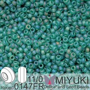 Korálky Miyuki Round 11/0. Barva 0147FR Matte Transparent Emerald AB. Balení 5g.