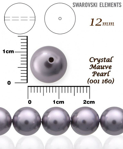 SWAROVSKI 5811 Voskované Perle barva 160 CRYSTAL MAUVE PEARL velikost 12mm. 