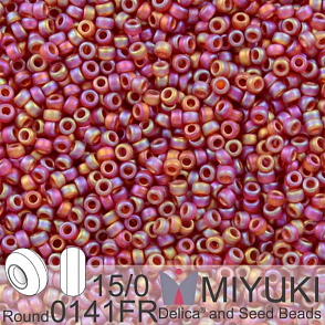 Korálky Miyuki Round 15/0. Barva 0141FR Matte Tr Ruby AB. Balení 5g