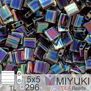 Korálky MIYUKI tvar TILA BEADS velikost 5x5mm. Barva TL-296 Transparent Root Beer AB. Balení 5g.