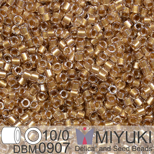 Korálky Miyuki Delica 10/0. Barva Sparkling Beige Lined Crystal DBM0907. Balení 5g.