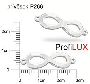 Přívěsek Chirurgická Ocel ozn-P266 přívěsek NEKONEČNO s očky velikost 29x10mm tl.1.2mm. Řada přívěsků ProfiLUX. 