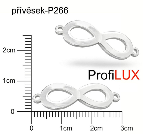 Přívěsek Chirurgická Ocel ozn-P266 přívěsek NEKONEČNO s očky velikost 29x10mm tl.1.2mm. Řada přívěsků ProfiLUX. 