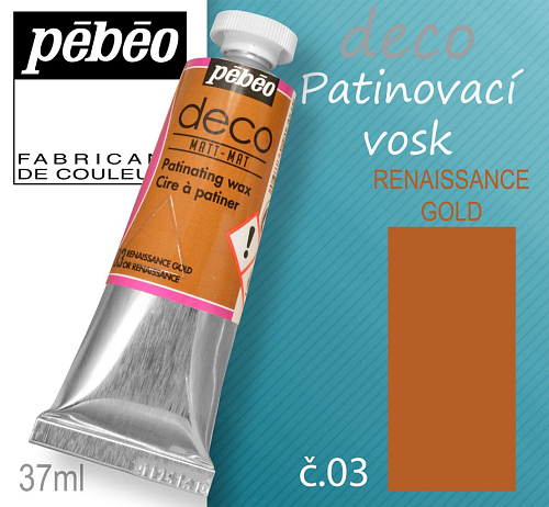 Patinovací VOSK Pébeo DECO. Odstín č.03 RENAISSANCE GOLD Matt. Balení 37ml.