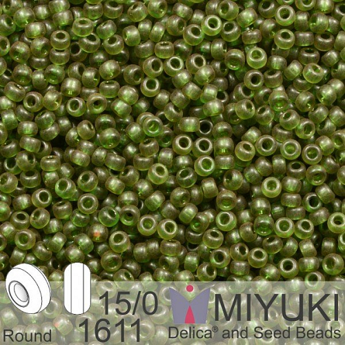 Korálky Miyuki Round 15/0. Barva 1611 Dyed SF Tr Olive. Balení 5g