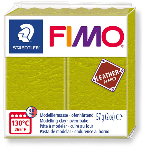 FIMO LEATHER efekt barva OLIVOVÁ ZELENÁ č.519 balení  57g