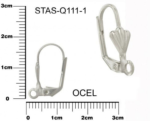 Náušnice mechanická  s lupínkem CHIRURGICKÁ OCEL ozn.-STAS-Q111-1. 