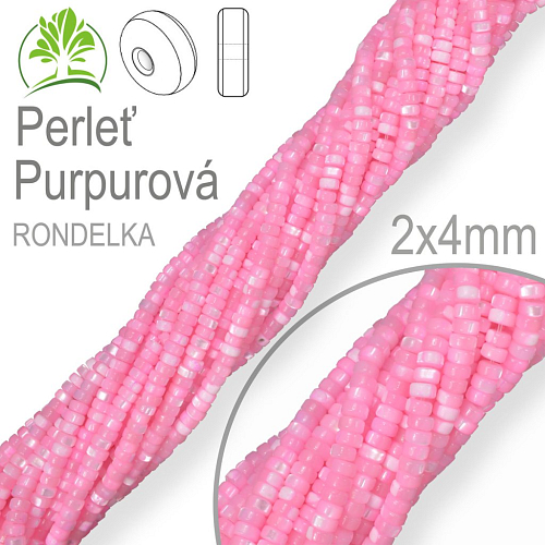 Korálky Heishi RONDELKA  přírodní Perleť Purpurová. Velikost pr.2x4mm. Balení 180Ks.