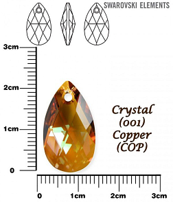 SWAROVSKI Pear-Shaped 6106 barva CRYSTAL COPPER velikost 22mm.