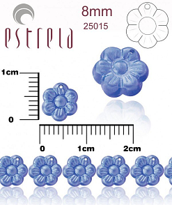 Korálky VOSKOVANÉ tvar KYTIČKA velikost 8mm. Přímý otvor. Barva 25015 (MODRÁ). Balení 12Ks.