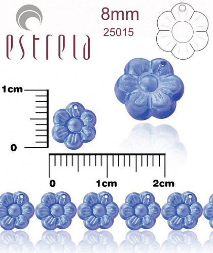 Korálky VOSKOVANÉ tvar KYTIČKA velikost 8mm. Přímý otvor. Barva 25015 (MODRÁ). Balení 12Ks.
