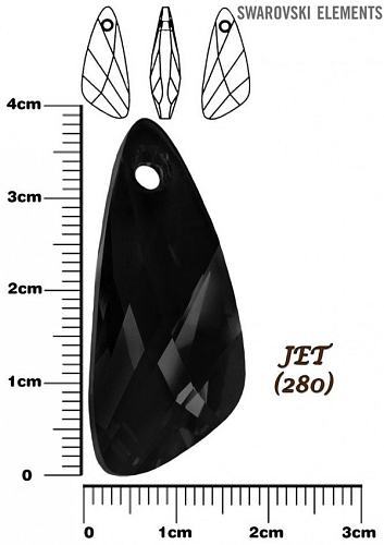 SWAROVSKI 6690 Wing Pendant barva JET velikost 39mm